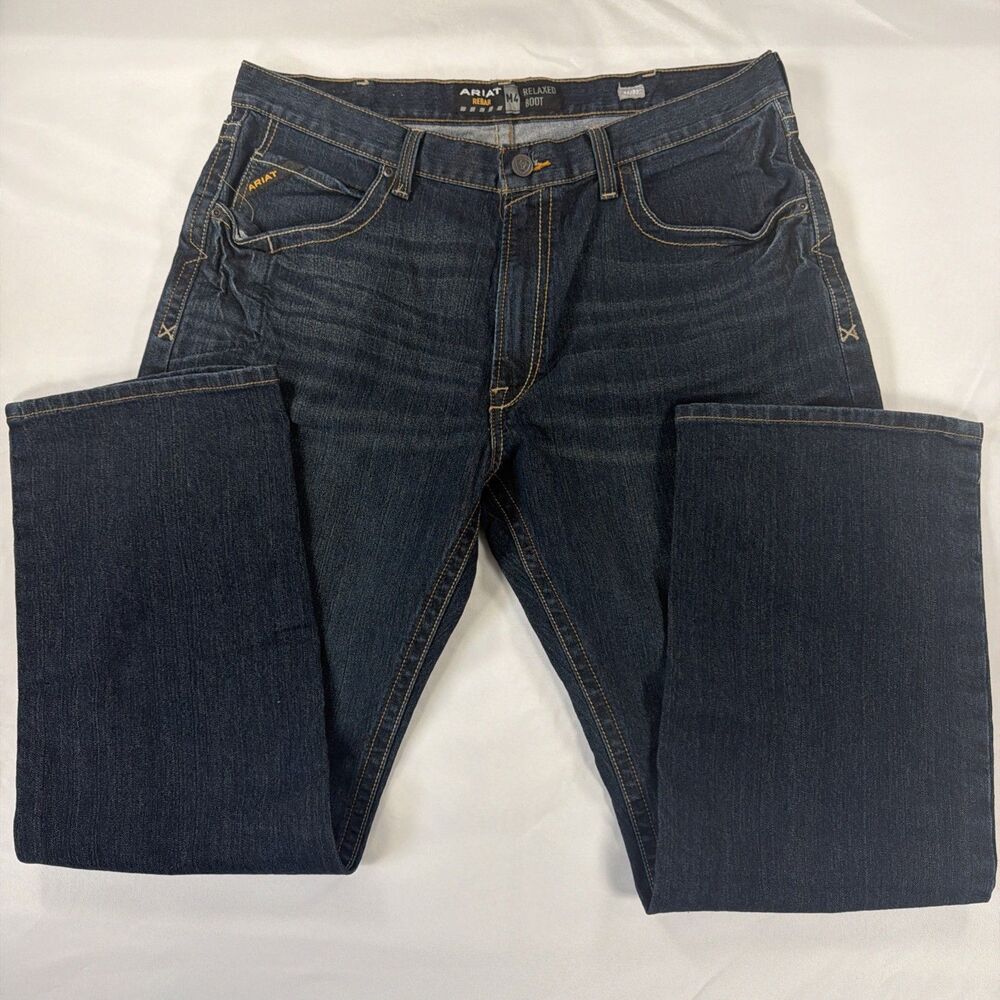 New Ariat Men’s Rebar M4 Relaxed Boot Cut Denim Blue Jeans Durastretch 40x32 NWT
